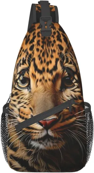 SSIMOO Leopard Print Versatile Travel Hiking Backpack-Perfect For Outdoor Cycling,Chest Shoulder Bag