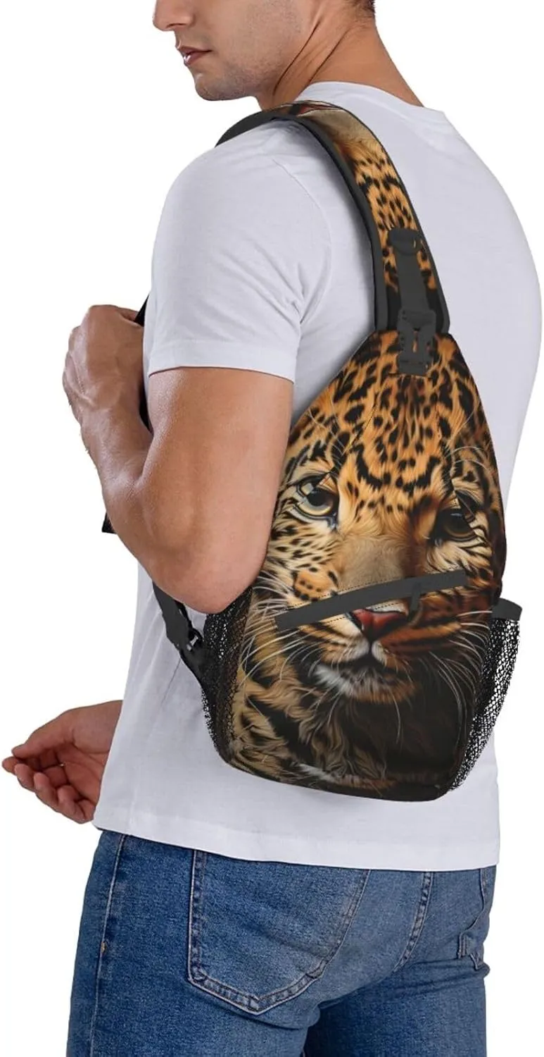 SSIMOO Leopard Print Versatile Travel Hiking Backpack-Perfect For Outdoor Cycling,Chest Shoulder Bag