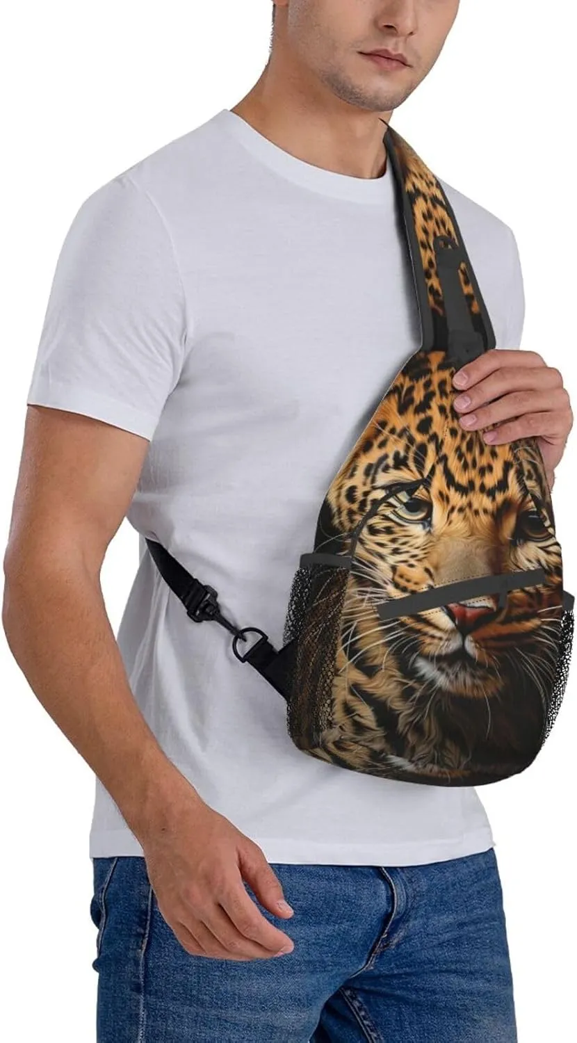 SSIMOO Leopard Print Versatile Travel Hiking Backpack-Perfect For Outdoor Cycling,Chest Shoulder Bag