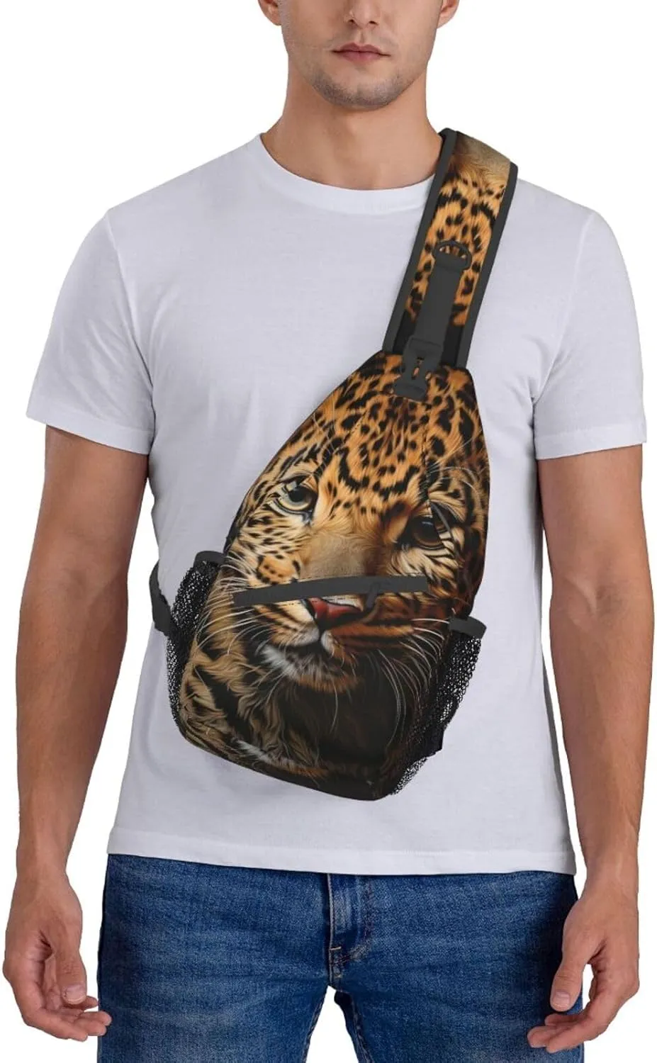 SSIMOO Leopard Print Versatile Travel Hiking Backpack-Perfect For Outdoor Cycling,Chest Shoulder Bag