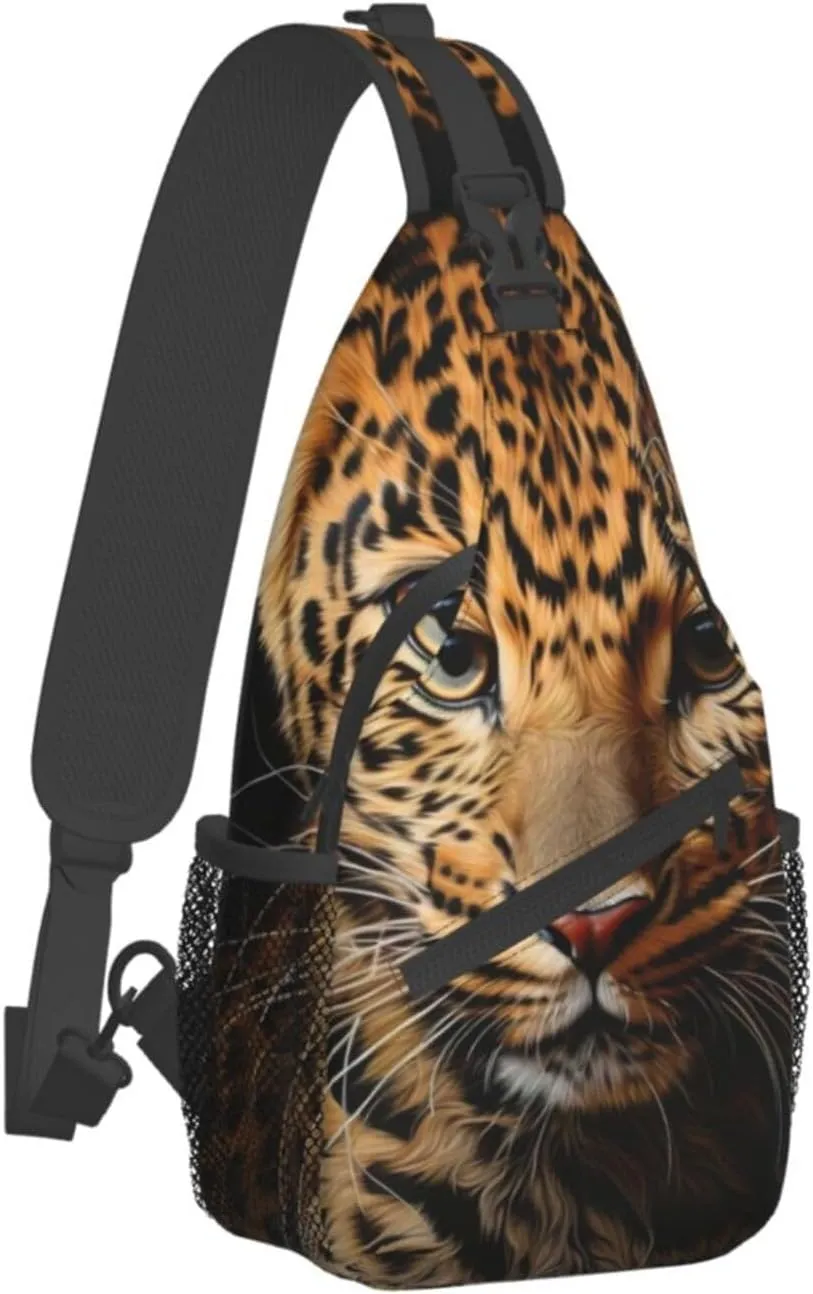 SSIMOO Leopard Print Versatile Travel Hiking Backpack-Perfect For Outdoor Cycling,Chest Shoulder Bag