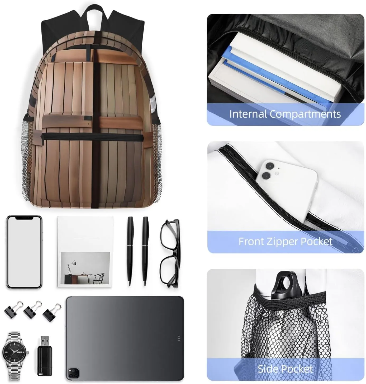 SSIMOO Teal Barn Door Floral Print Trendy Leisure Backpack Your Ideal Travel Companion,A Must-Have For Outdoor Travels