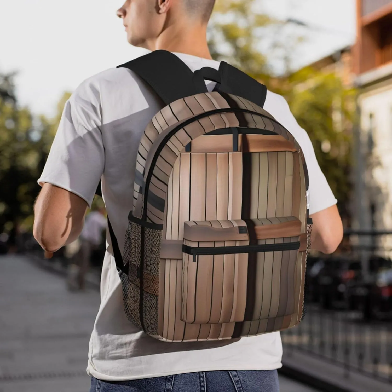 SSIMOO Teal Barn Door Floral Print Trendy Leisure Backpack Your Ideal Travel Companion,A Must-Have For Outdoor Travels