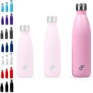 Stainless Steel Water Bottle Narrow Mouth with Screw Lid (12, 17, or 25 oz) - 3 Size and 8 Color Options - Vacuum Insulated, Double Wall, Powder Coated Sweat Proof Thermos