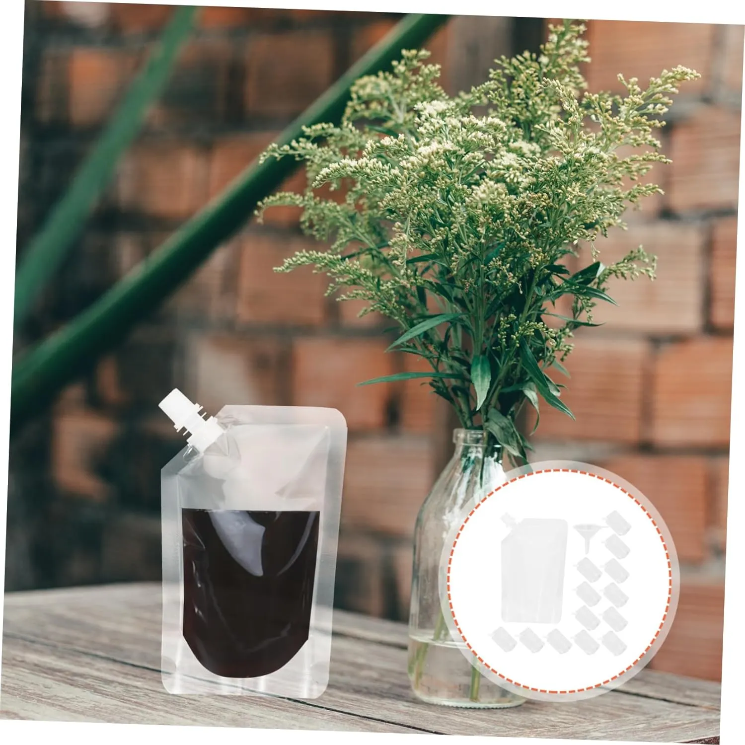 Stand-up Liquid Beverage Storage Pouches Leakproof Reusable Plastic Bags for Alcohol Juice Milk Edible Oil for Travel Outdoor Activities
