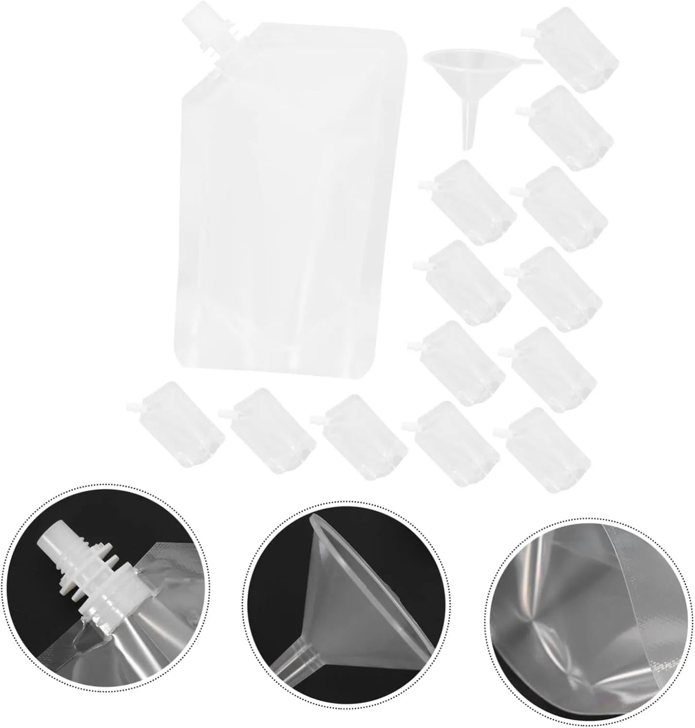 Stand-up Liquid Beverage Storage Pouches Leakproof Reusable Plastic Bags for Alcohol Juice Milk Edible Oil for Travel Outdoor Activities