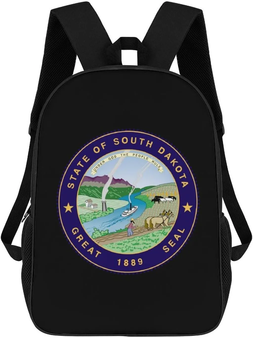 State Seal of South Dakota Printed 17 Inch Backpack Multipurpose Large-capacity Shoulders Daypacks Laptop Bag for Travel Hiking Camping 12.5 X 17 X 5.5 Inch