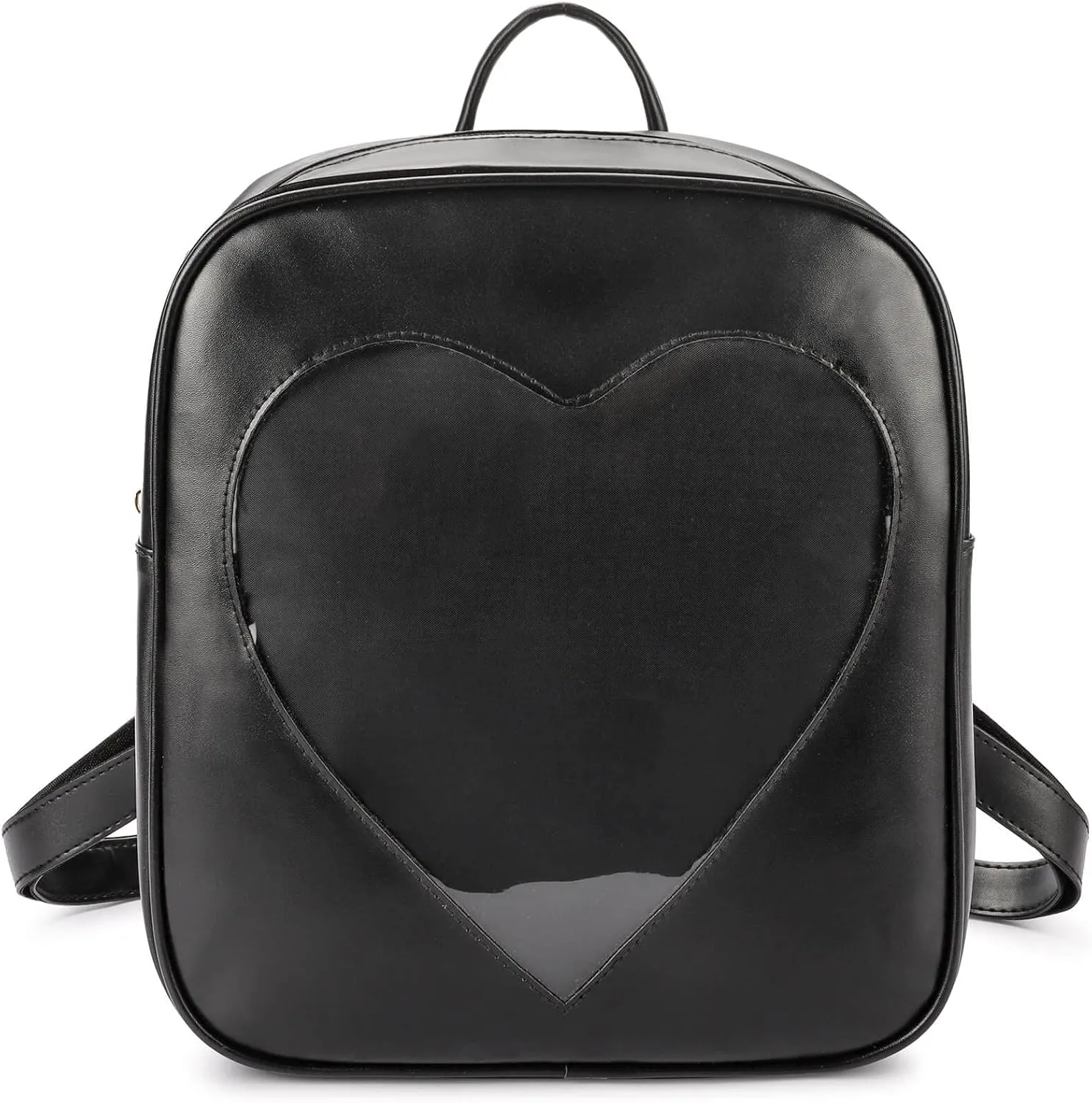STEAMEDBUN Ita Bag Backpack Heart Shaped Black Pin Display Backpack with Insert