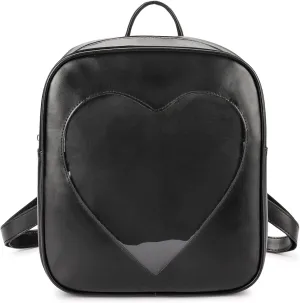 STEAMEDBUN Ita Bag Backpack Heart Shaped Black Pin Display Backpack with Insert