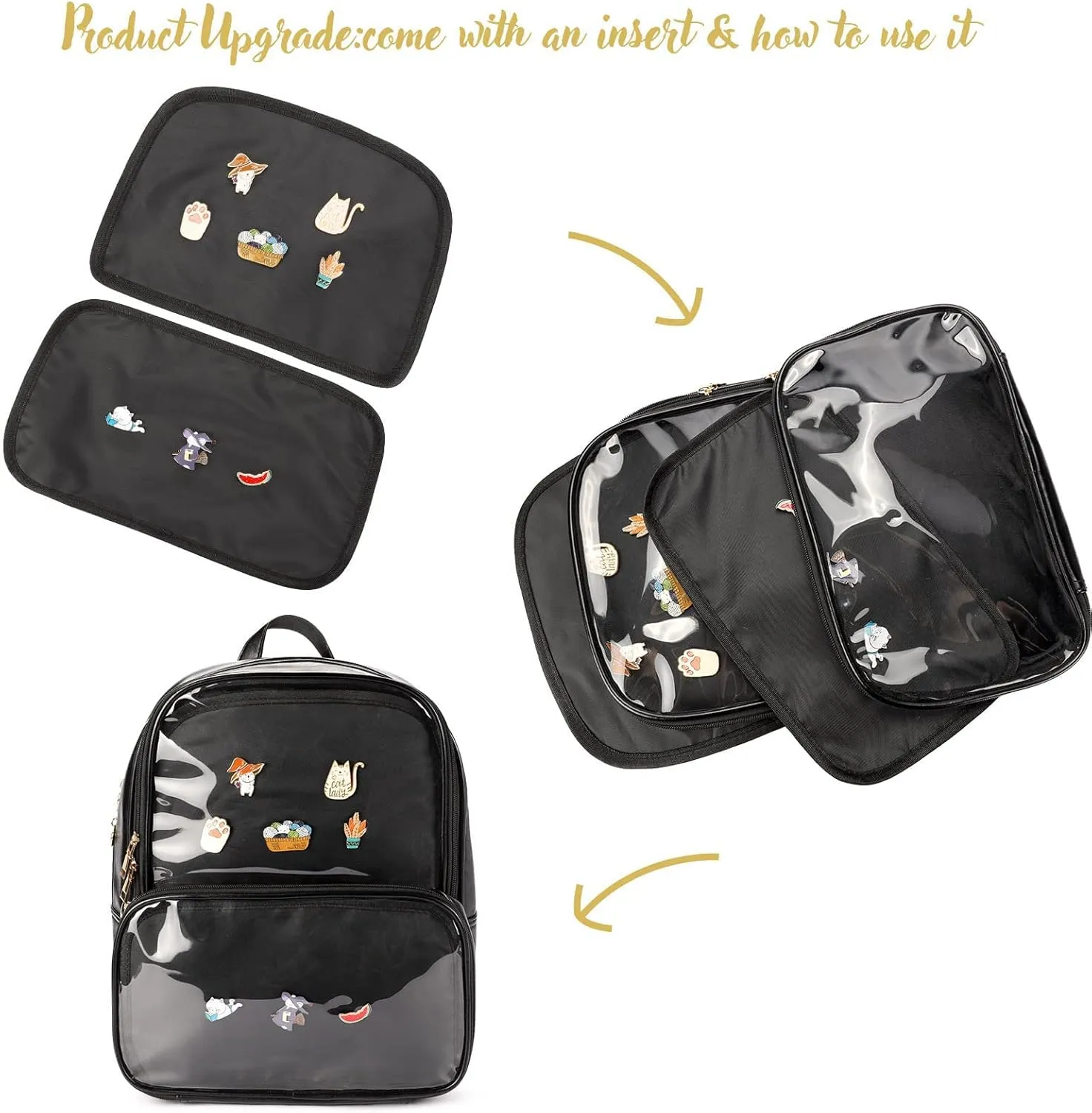 STEAMEDBUN Ita Bag Double Window Candy PU Leather Backpack Kawaii Pins Bag with insert