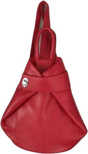Stella Convertible Leather Backpack Purse – Casual Travel Tote Bag Red