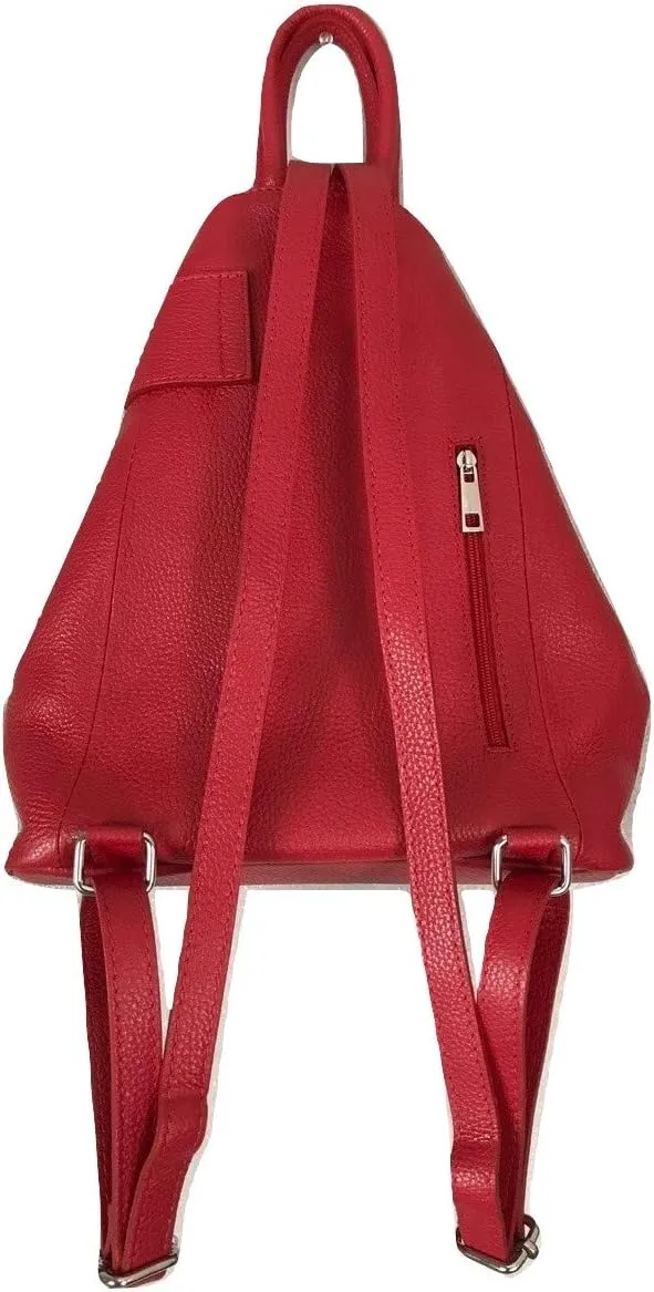 Stella Convertible Leather Backpack Purse – Casual Travel Tote Bag Red