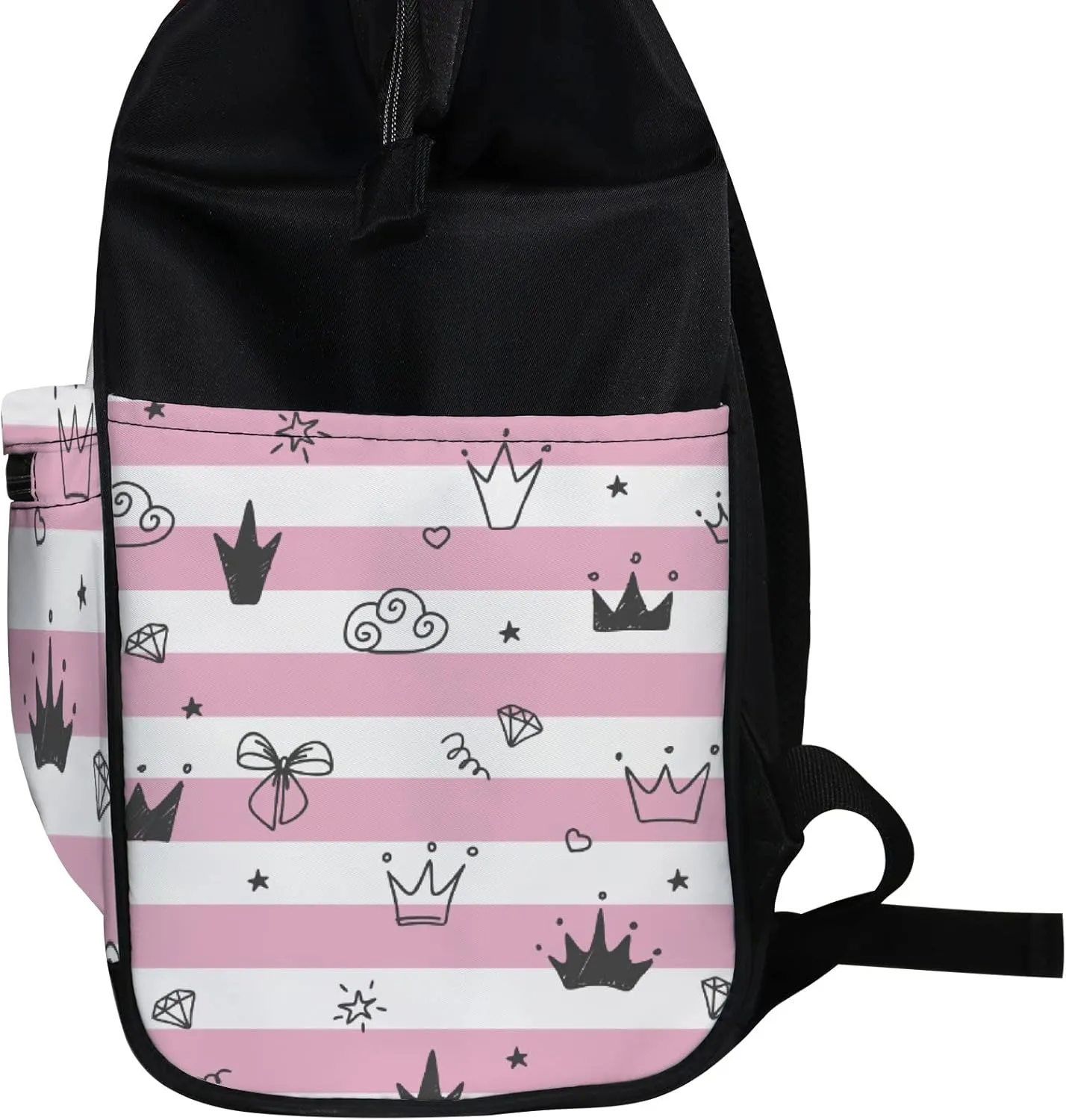 Stick Figure Bow Crown Diaper Bag Backpack Waterproof Backpack Baby Nappy Changing Bag for Travel Large Capacity Durable and Stylish for Woman