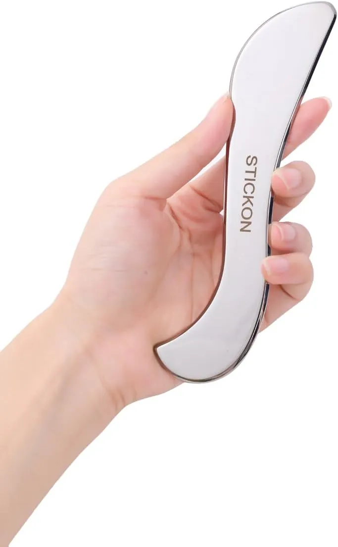 STICKON Stainless Stee Gua Sha Set 2 in 1,Scraping Massage Tools Kit & IASTM Tool for Physical Therapy, Muscle Scraping Tool, IASTM Tools,Soft Tissue Massage Tool(STICKON-52)