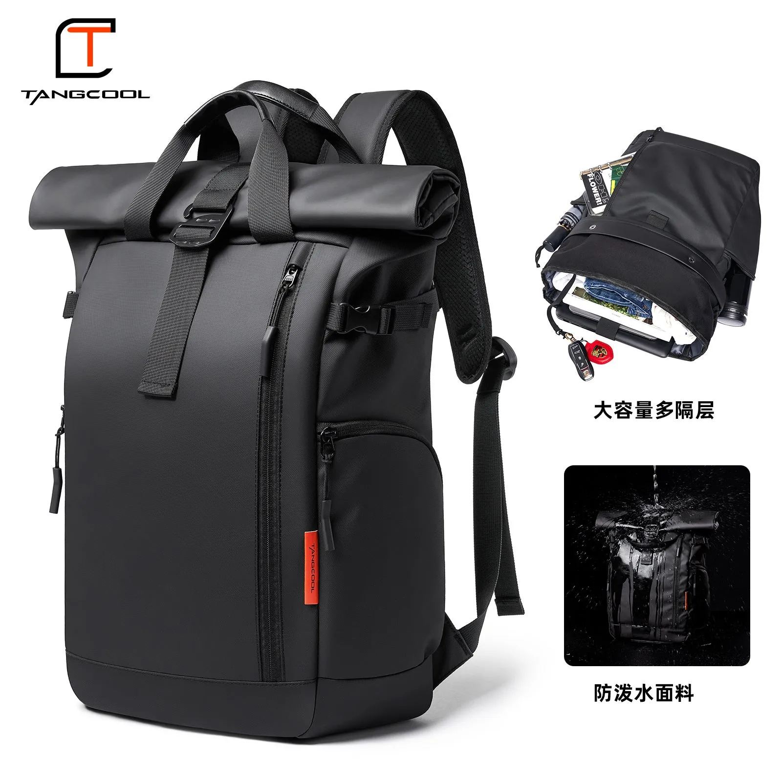 STOREXQ New Backpack Men's Fashion Computer Backpack Student Schoolbag Large Capacity Travel Bag Waterproof Oxford Cloth Backpack Men
