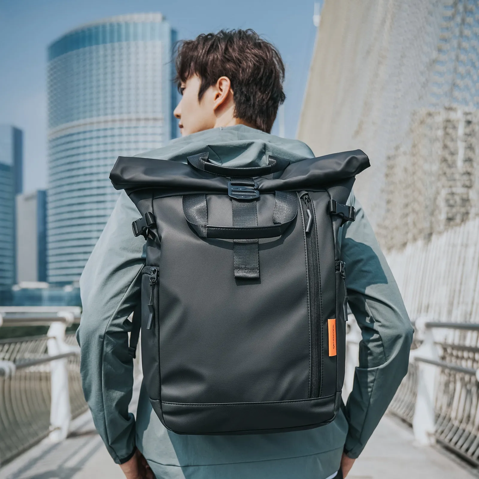 STOREXQ New Backpack Men's Fashion Computer Backpack Student Schoolbag Large Capacity Travel Bag Waterproof Oxford Cloth Backpack Men