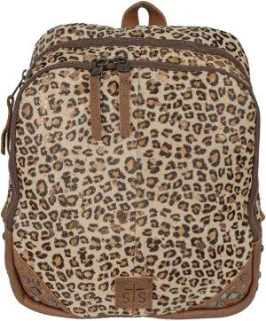 STS Ranchwear Womens Great Plains Mini Leopard Print/Brown Leather Backpack