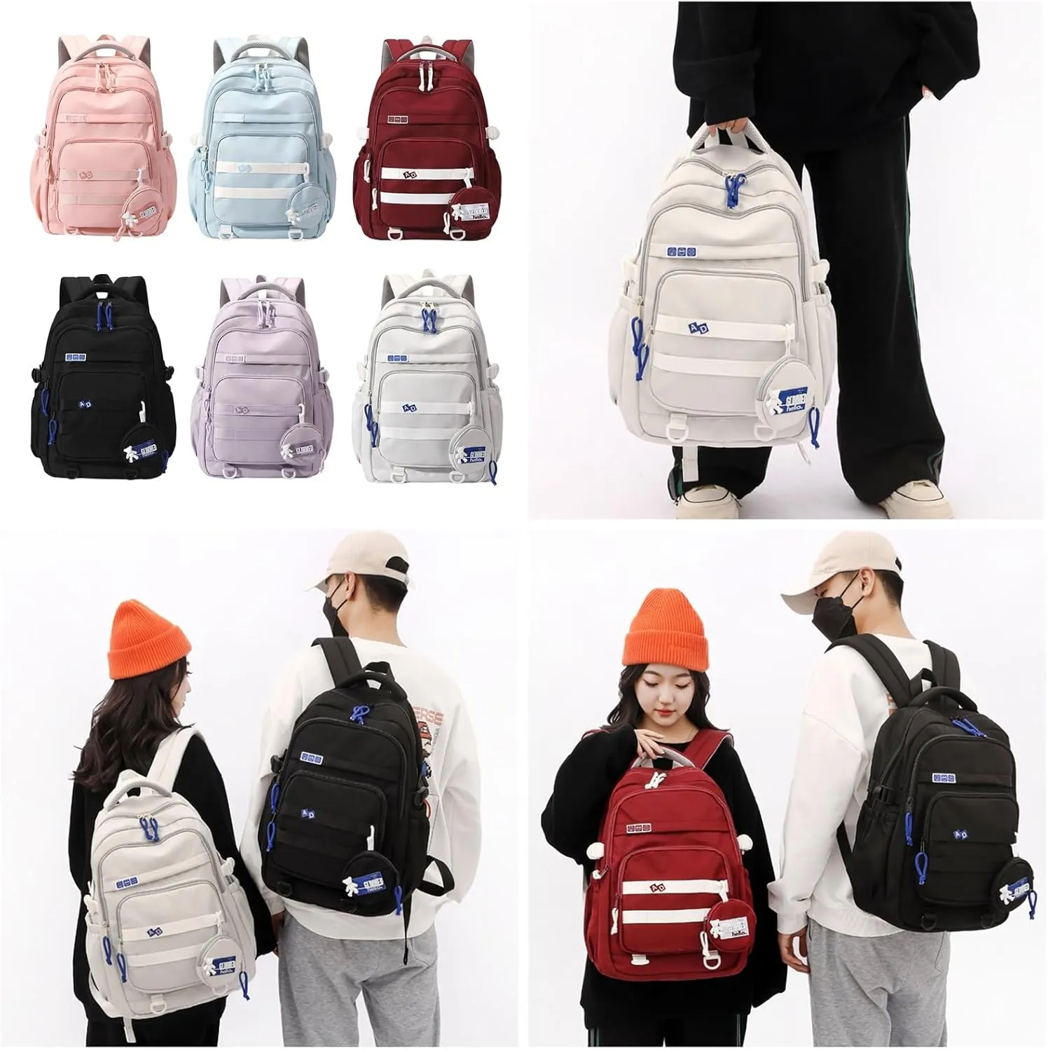 Student School Backpack Travel Backpack Laptop Bag Large Capacity Casual Daypacks Stylish Backpack Aesthetic Bag, Black, as the pic show