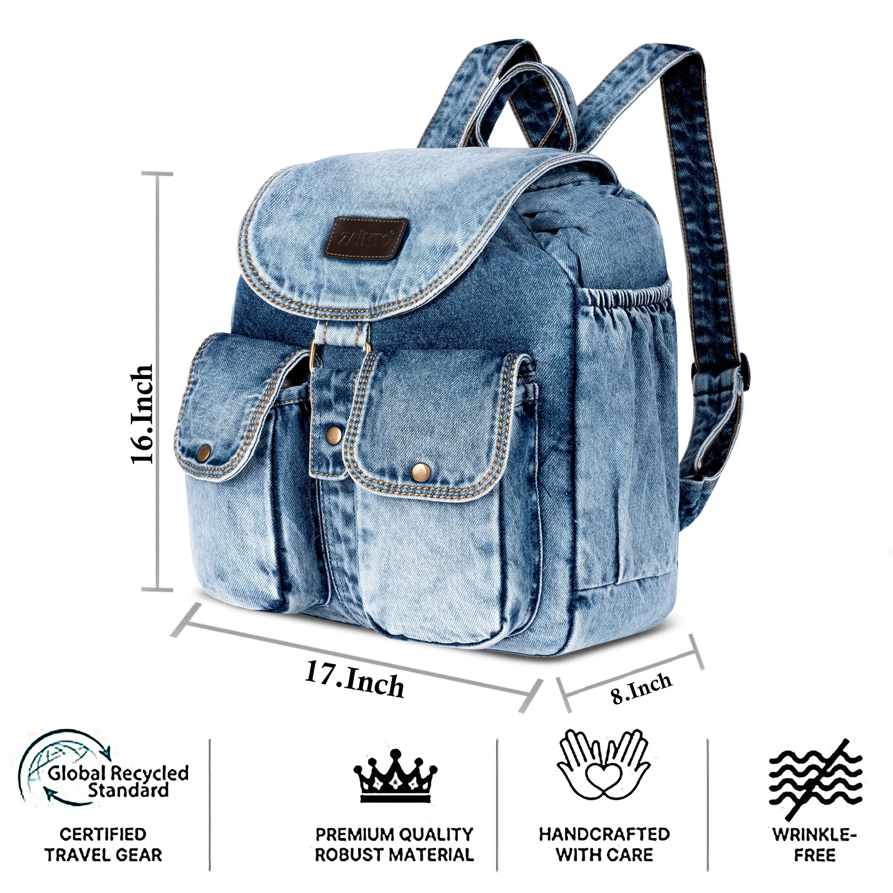 Stylish Denim Flap Backpack for Women & Men – Lightweight, Durable, and Spacious Bag for Travel, School, or Daily Use