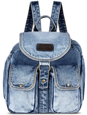 Stylish Denim Flap Backpack for Women & Men – Lightweight, Durable, and Spacious Bag for Travel, School, or Daily Use