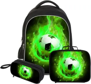 Stylish School Backpack Boys Cool Football Bagpack Double Layer Large Bookbag with Laptop Compartment