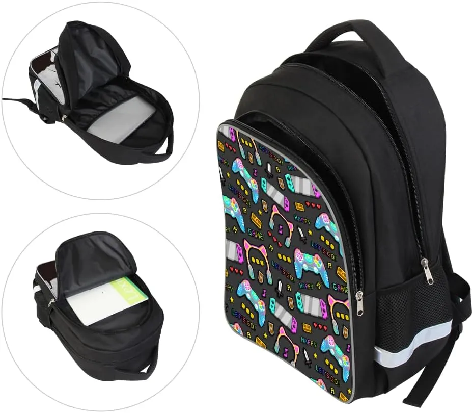 Stylish School Backpack Boys Cool Football Bagpack Double Layer Large Bookbag with Laptop Compartment