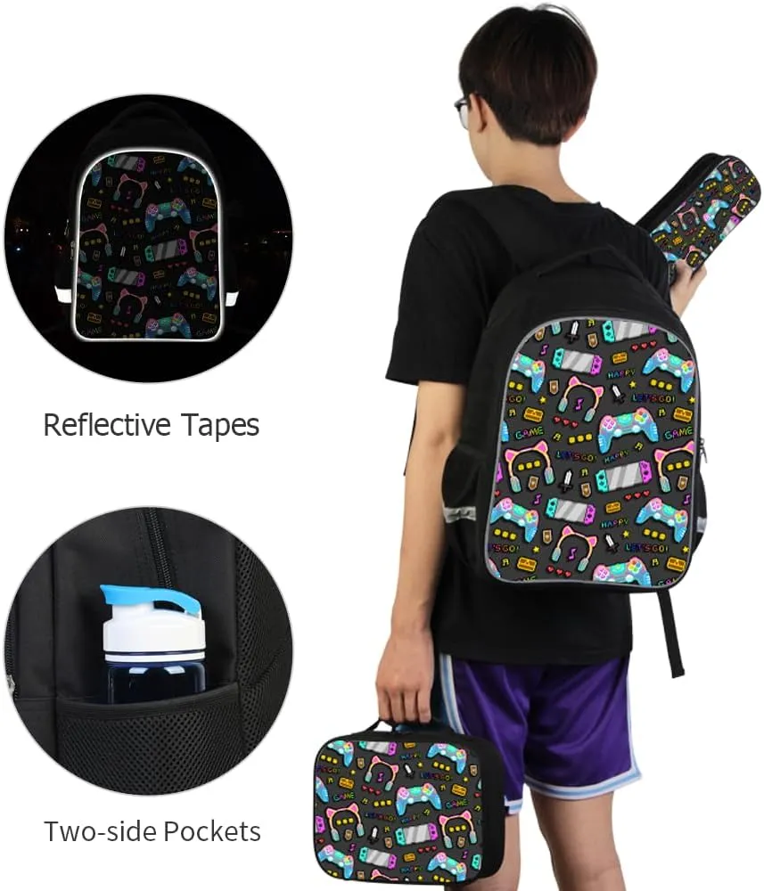 Stylish School Backpack Boys Cool Football Bagpack Double Layer Large Bookbag with Laptop Compartment
