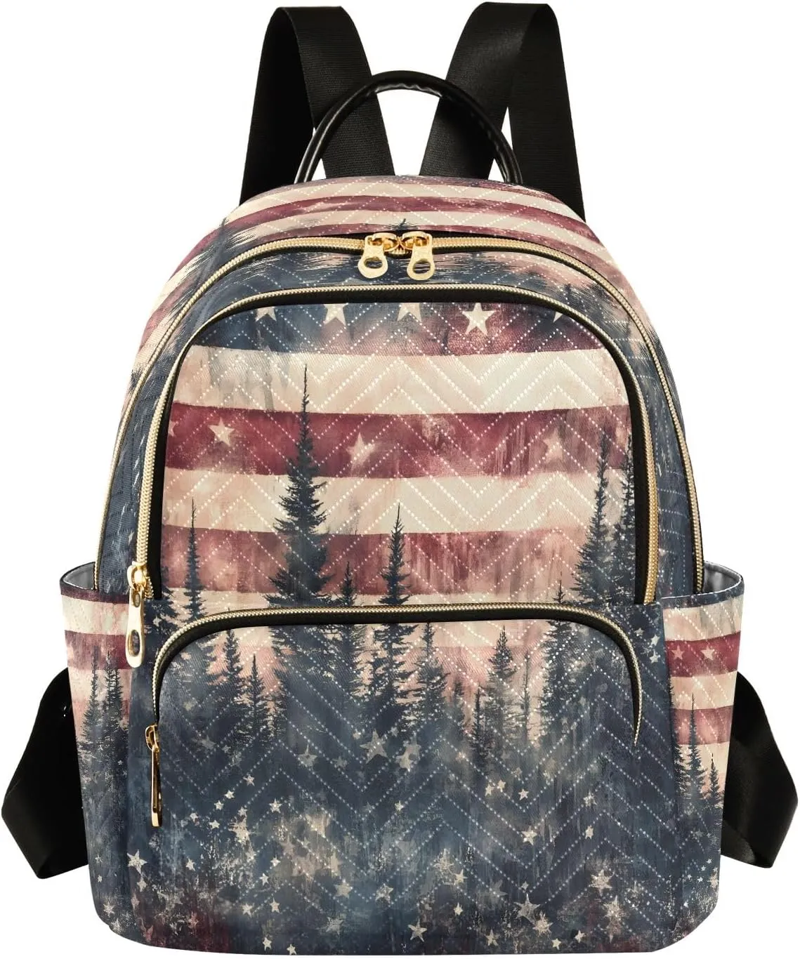 SUABO American Flag Forest Backpack Purse Ladies Rucksack Travel Shoulder Bag Casual Daily Backpack