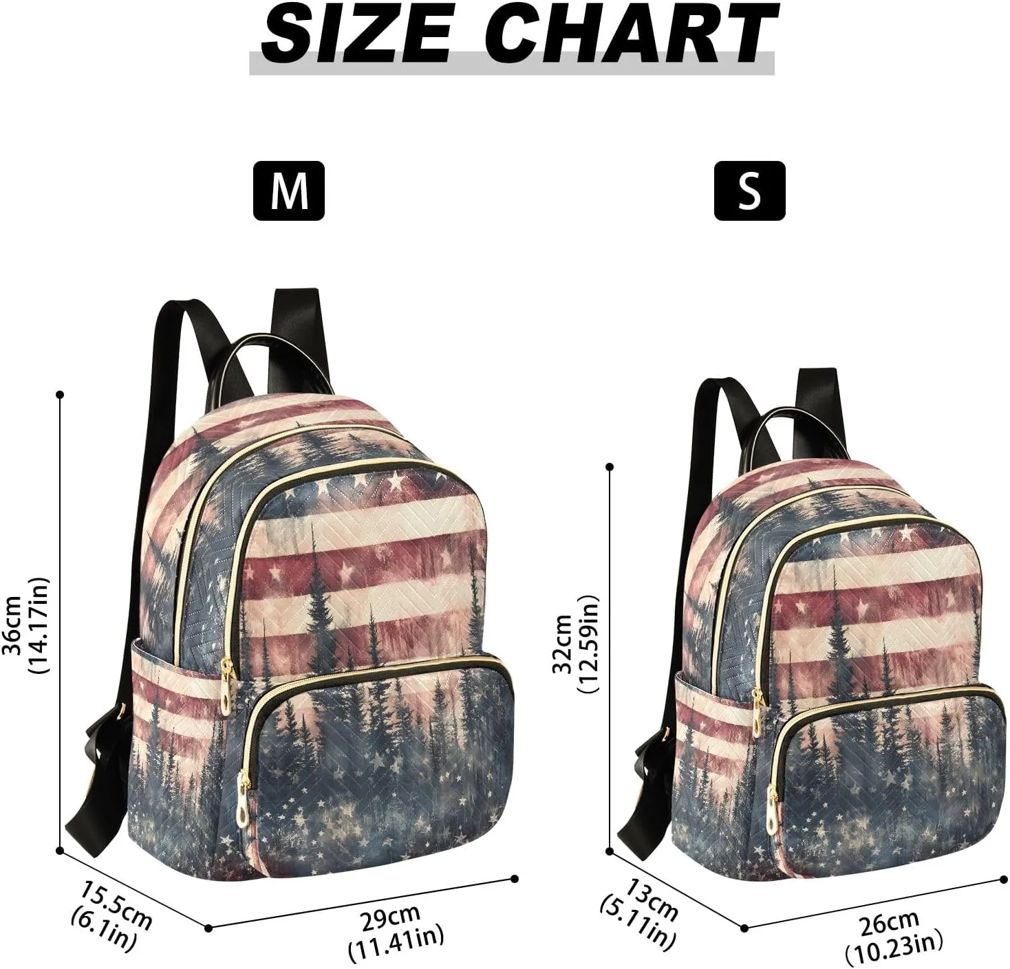 SUABO American Flag Forest Backpack Purse Ladies Rucksack Travel Shoulder Bag Casual Daily Backpack