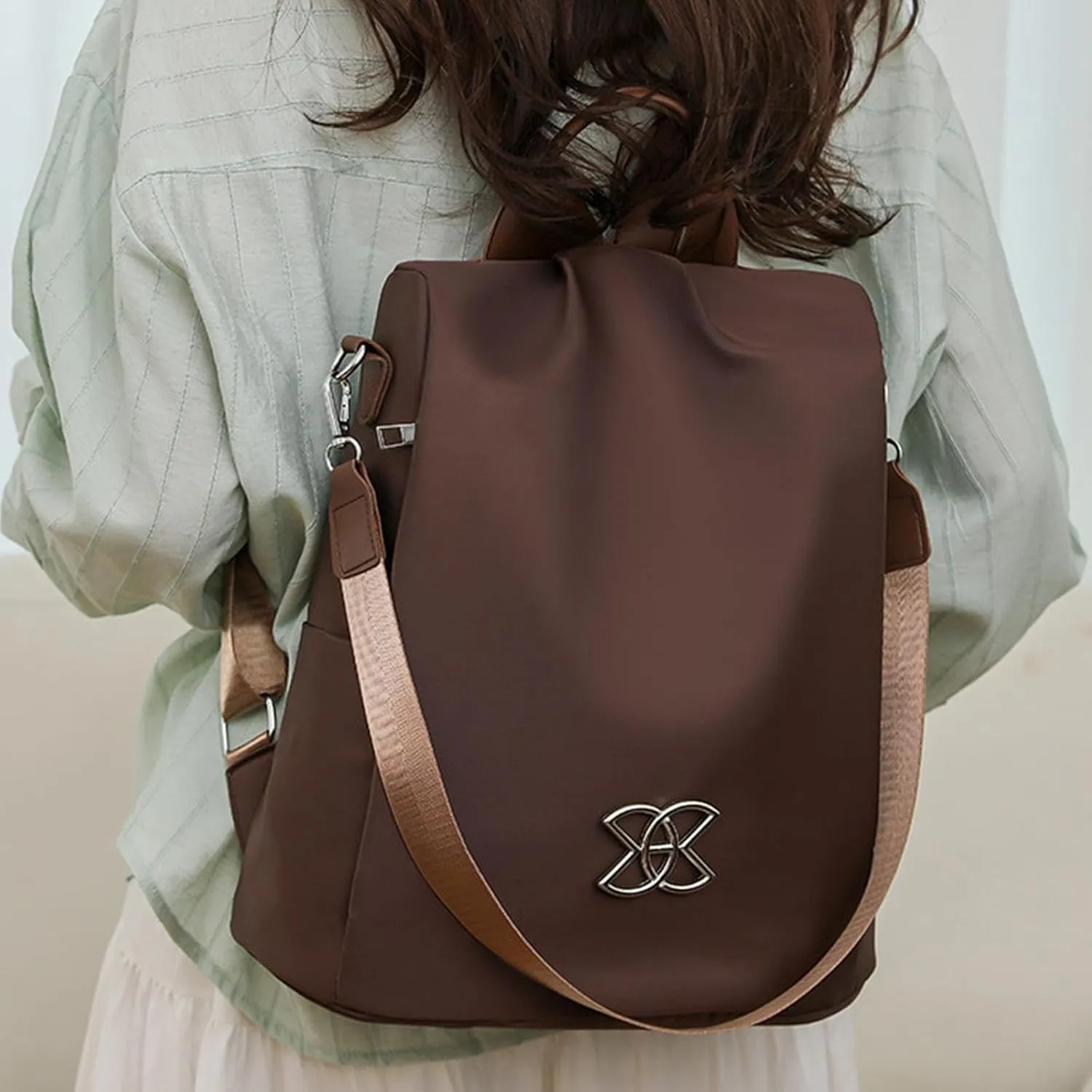 Subscrsidewa Anti-Theft Large Capacity Backpack, Anti Theft Backpack Subscrsidewa, Leisure Shoulder Bag (Brown)