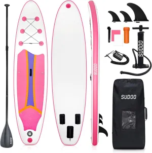 SUDOO 10FT Ultra-Light Inflatable SUP | 10'×30'' Compact Design | Non-Slip EVA Deck | Stable for Youth & Adults | Full SUP Accessories Set (Paddle, Leash, Pump)