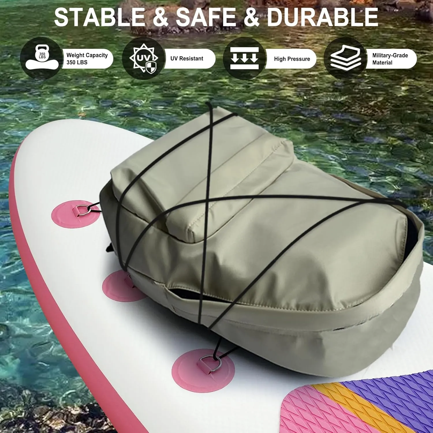 SUDOO 10FT Ultra-Light Inflatable SUP | 10'×30'' Compact Design | Non-Slip EVA Deck | Stable for Youth & Adults | Full SUP Accessories Set (Paddle, Leash, Pump)