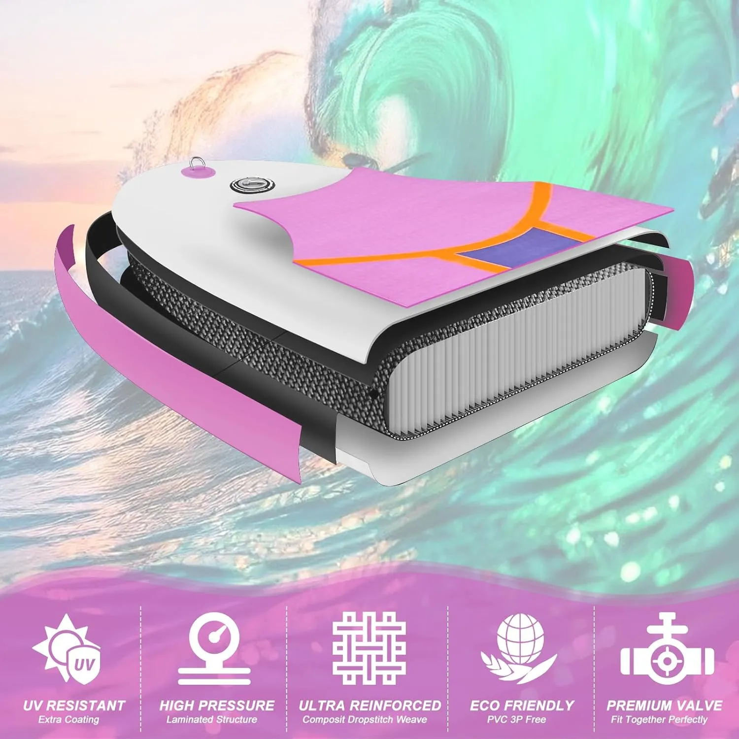 SUDOO 10FT Ultra-Light Inflatable SUP | 10'×30'' Compact Design | Non-Slip EVA Deck | Stable for Youth & Adults | Full SUP Accessories Set (Paddle, Leash, Pump)