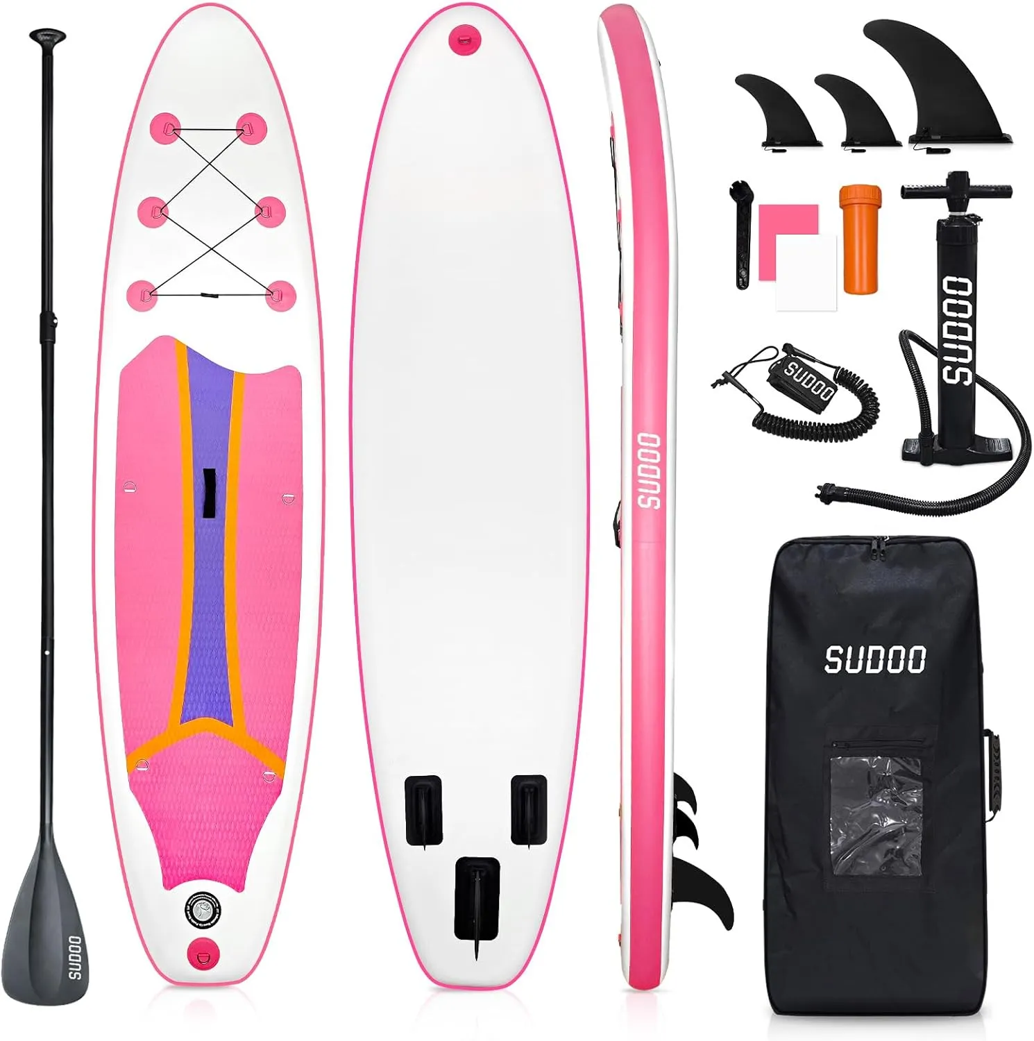 SUDOO 10FT Ultra-Light Inflatable SUP | 10'×30'' Compact Design | Non-Slip EVA Deck | Stable for Youth & Adults | Full SUP Accessories Set (Paddle, Leash, Pump)