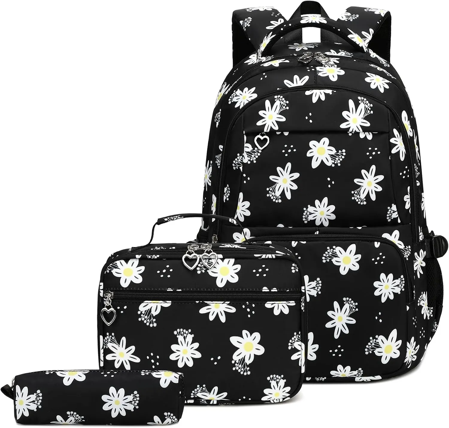 Sugaroom 3Pcs Daisy Backpack for Girls Backpack with Lunch Box Elementary Primary Middle School Backpack Kids Bookbags Set