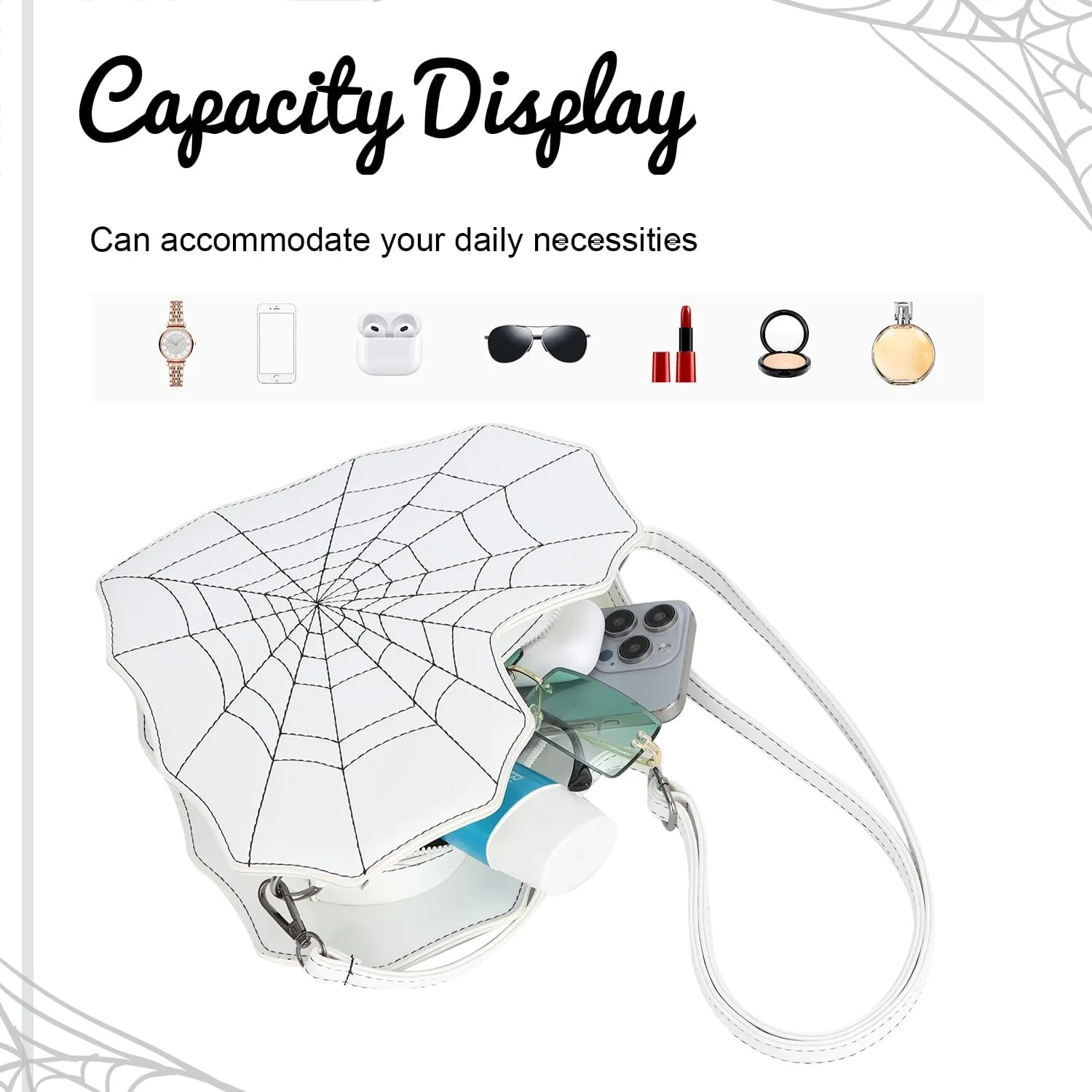 SUKUTU Women Heart Shaped Shoulder Bag Spider Web Gothic Style Backpack Novelty Gothic Leather Crossbody Bag