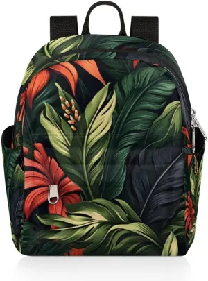 Summer Hawaii Palm Tree Leaf Small Backpack for Women Ladies Mini Backpack Travel Casual Backpack Purse Satchel Daypack
