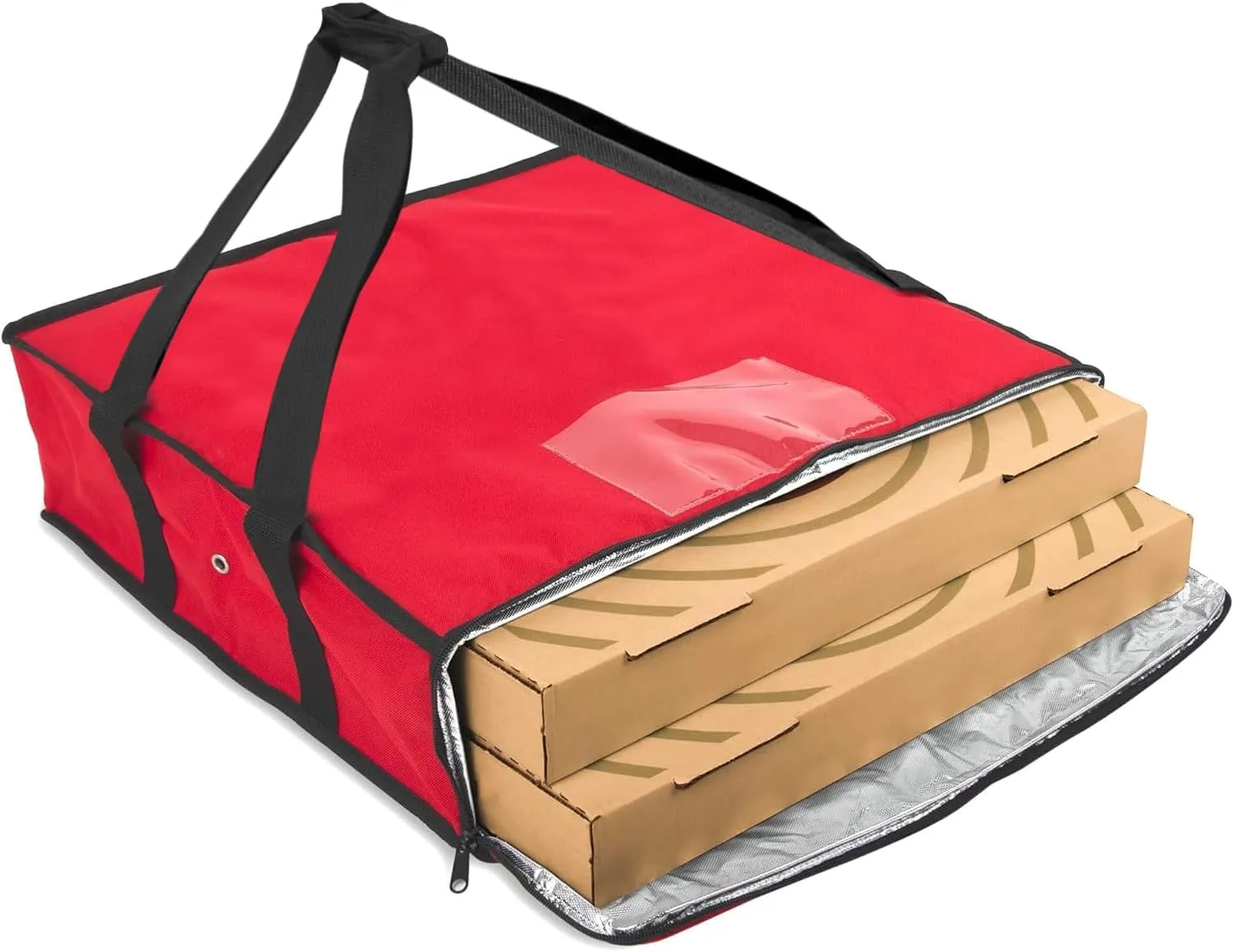 Summit Ridge Insulated Food Delivery Bag | 20x20 Pizza Bags for Delivery, Zippered with Ventilation and Receipt Pocket for DoorDash, Uber Eats, Instacart Delivery (Red)
