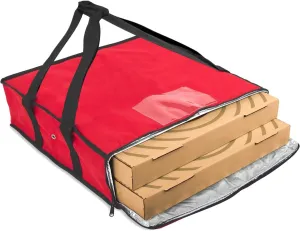Summit Ridge Insulated Food Delivery Bag | 20x20 Pizza Bags for Delivery, Zippered with Ventilation and Receipt Pocket for DoorDash, Uber Eats, Instacart Delivery (Red)