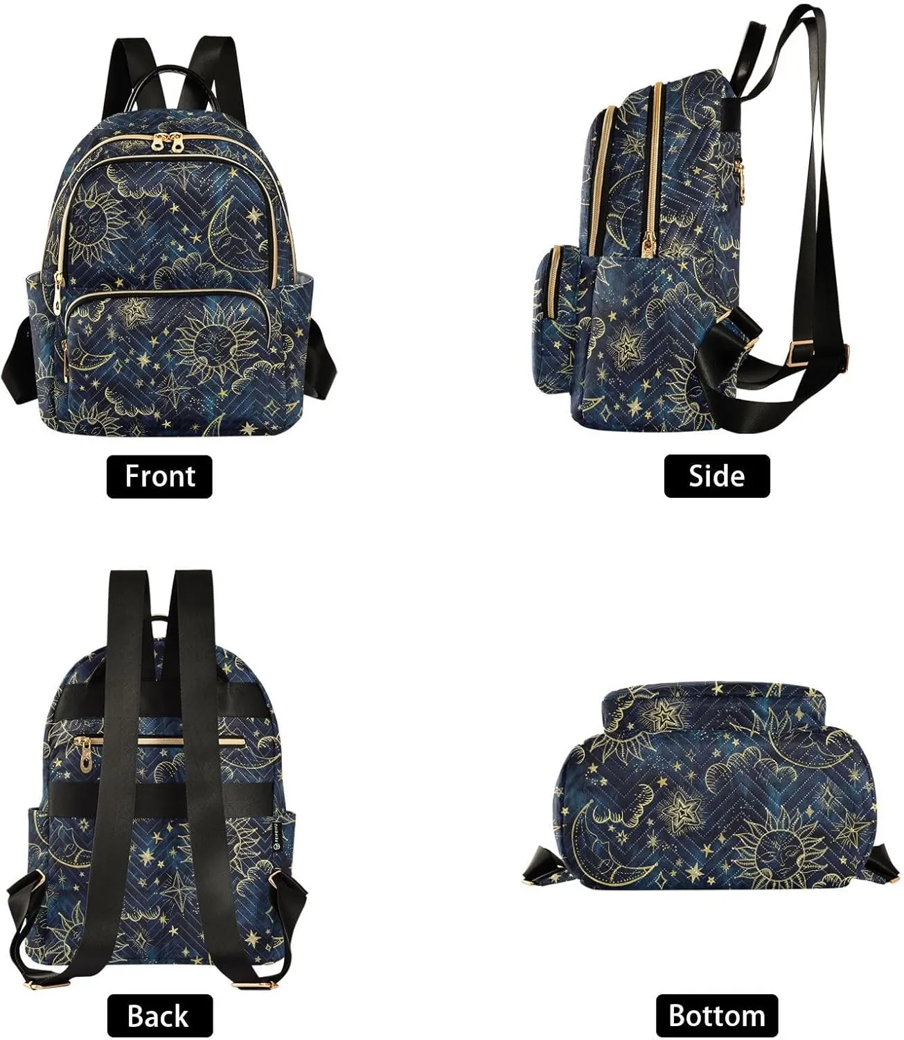 Sun and Moon Soleil Cosmos Astrology Mini Backpack for Women, Travel Backpack Purse Daypack Shoulder Bag for Ladies