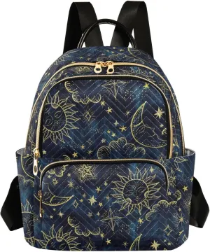 Sun and Moon Soleil Cosmos Astrology Mini Backpack for Women, Travel Backpack Purse Daypack Shoulder Bag for Ladies