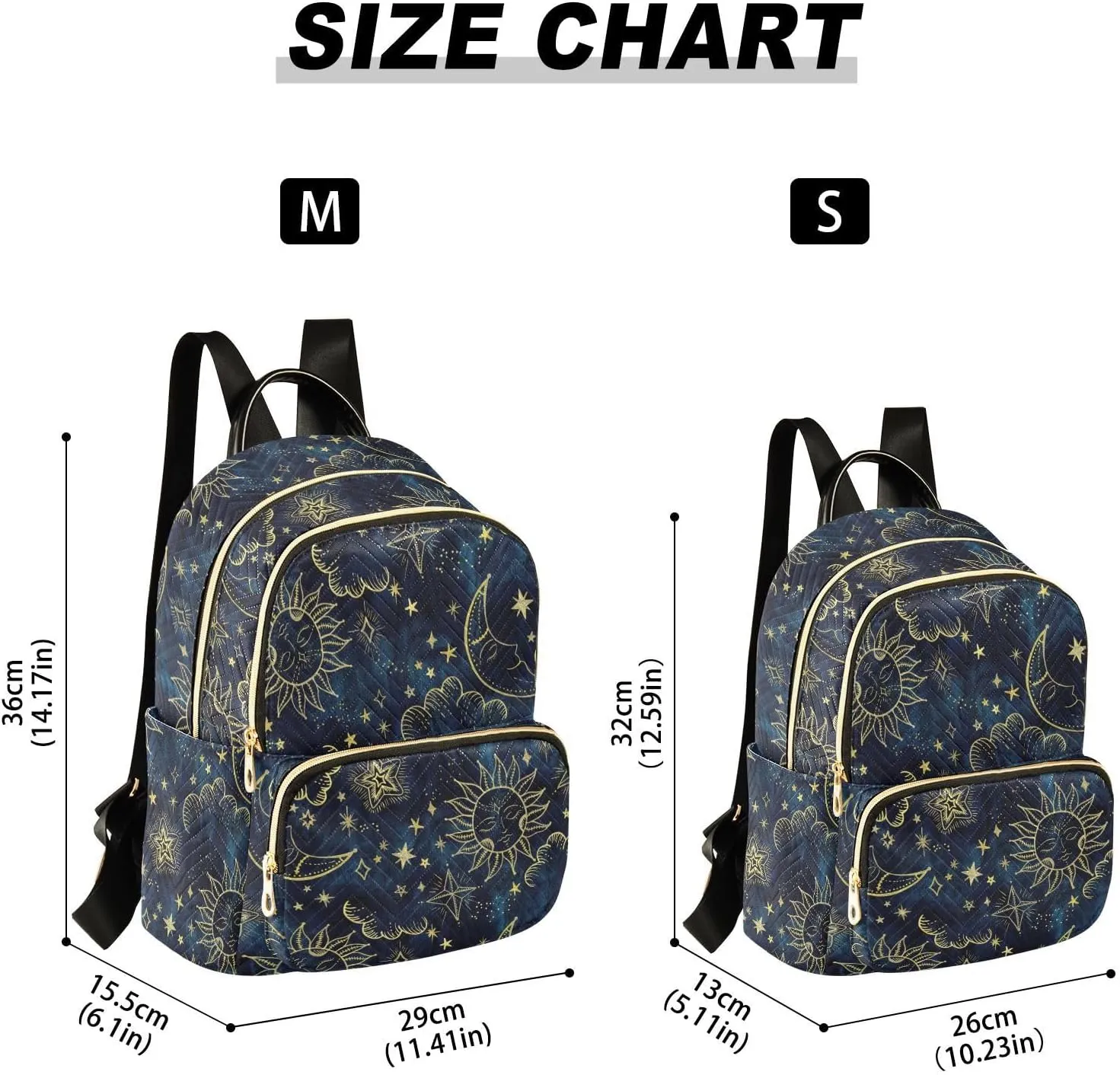 Sun and Moon Soleil Cosmos Astrology Mini Backpack for Women, Travel Backpack Purse Daypack Shoulder Bag for Ladies