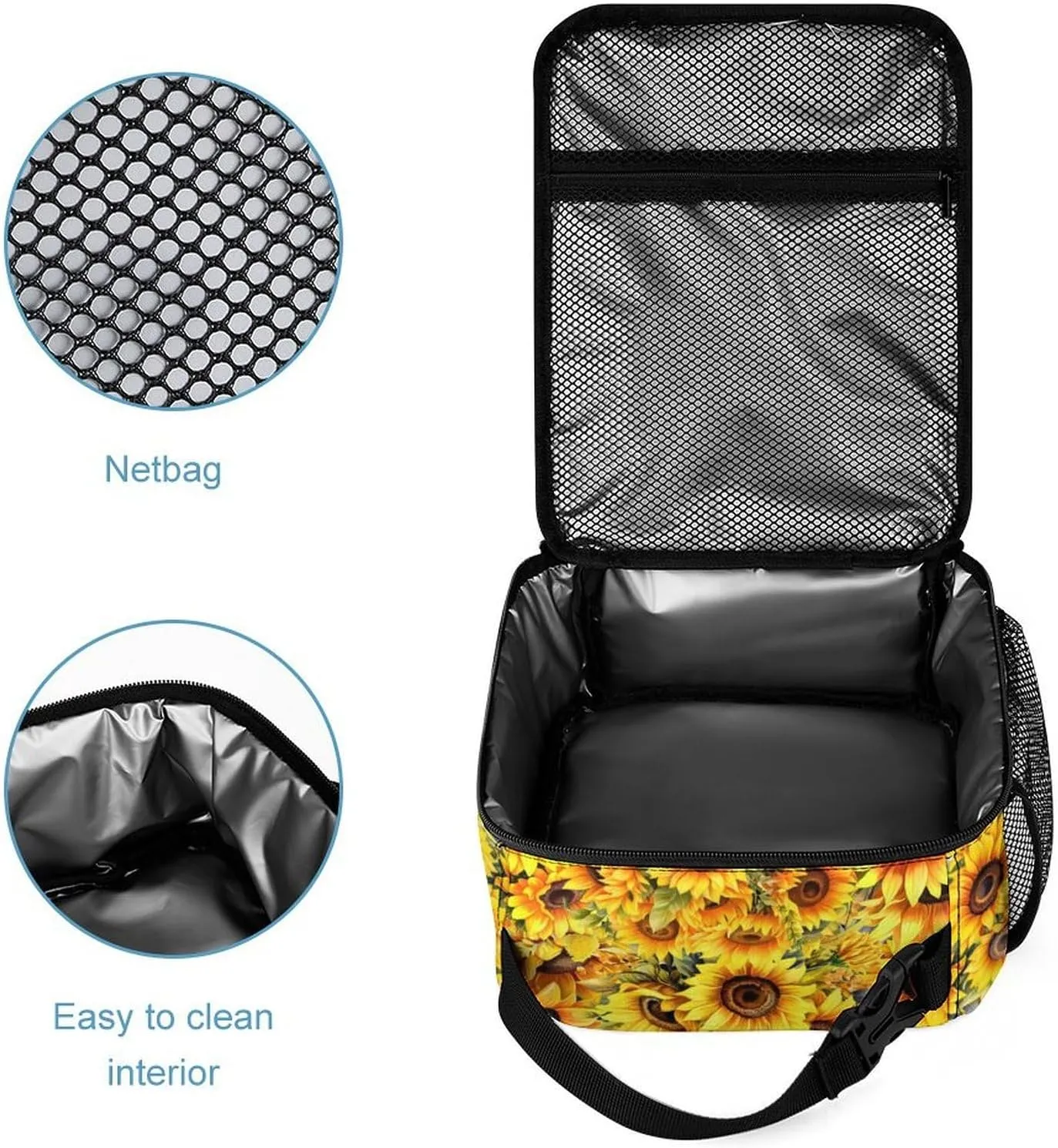 Sunflower Backpack with Lunch Box & Pencil Case for Kids Girls Boys School, 16 Inch Cute Sunflowers Bookbag, School Backpack for Students Children, Lightweight, Large Capacity