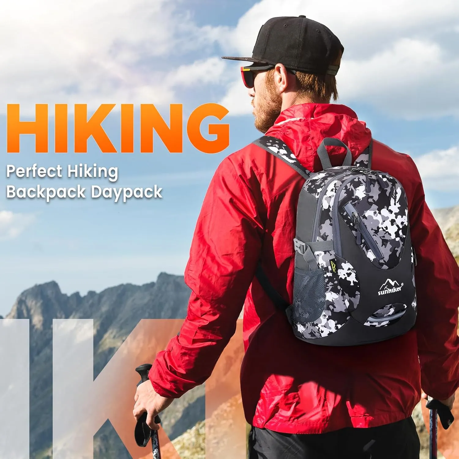 sunhiker Small Cycling Hiking Backpack Water Resistant Travel Backpack Lightweight Daypack M0714 （20-25L）