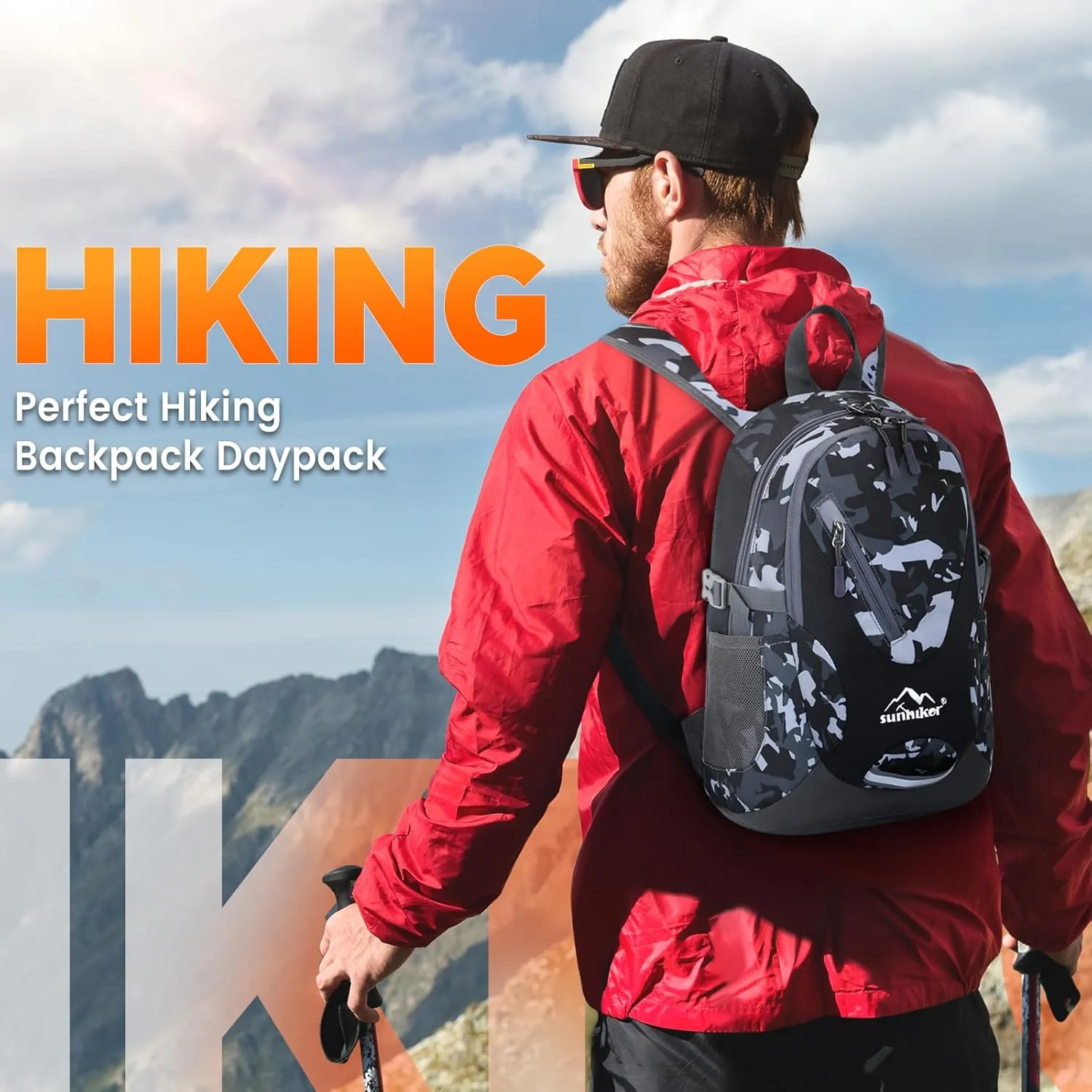 sunhiker Small Cycling Hiking Backpack Water Resistant Travel Backpack Lightweight Daypack M0714 （20-25L）