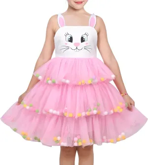 Sunny Fashion Girls Dress Cat Face Black Tower Ruffle Dancing Party Size 4-10