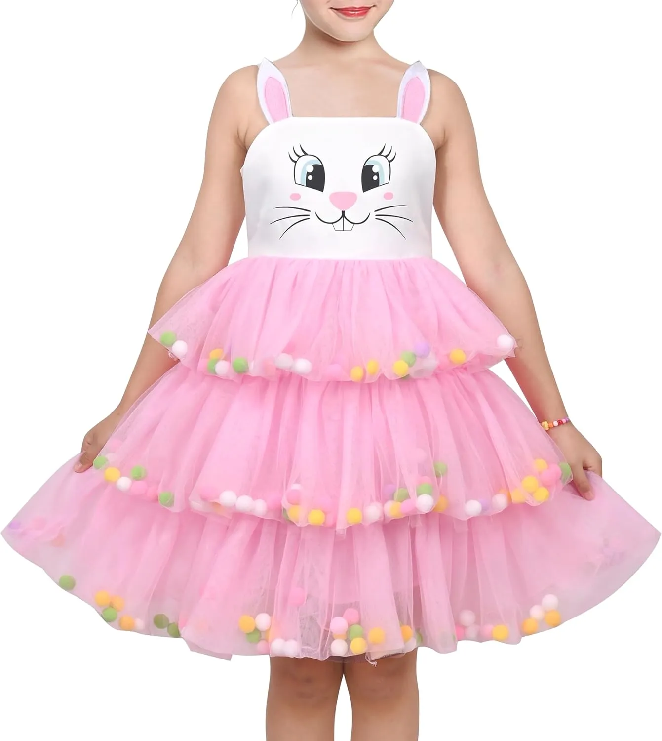 Sunny Fashion Girls Dress Cat Face Black Tower Ruffle Dancing Party Size 4-10