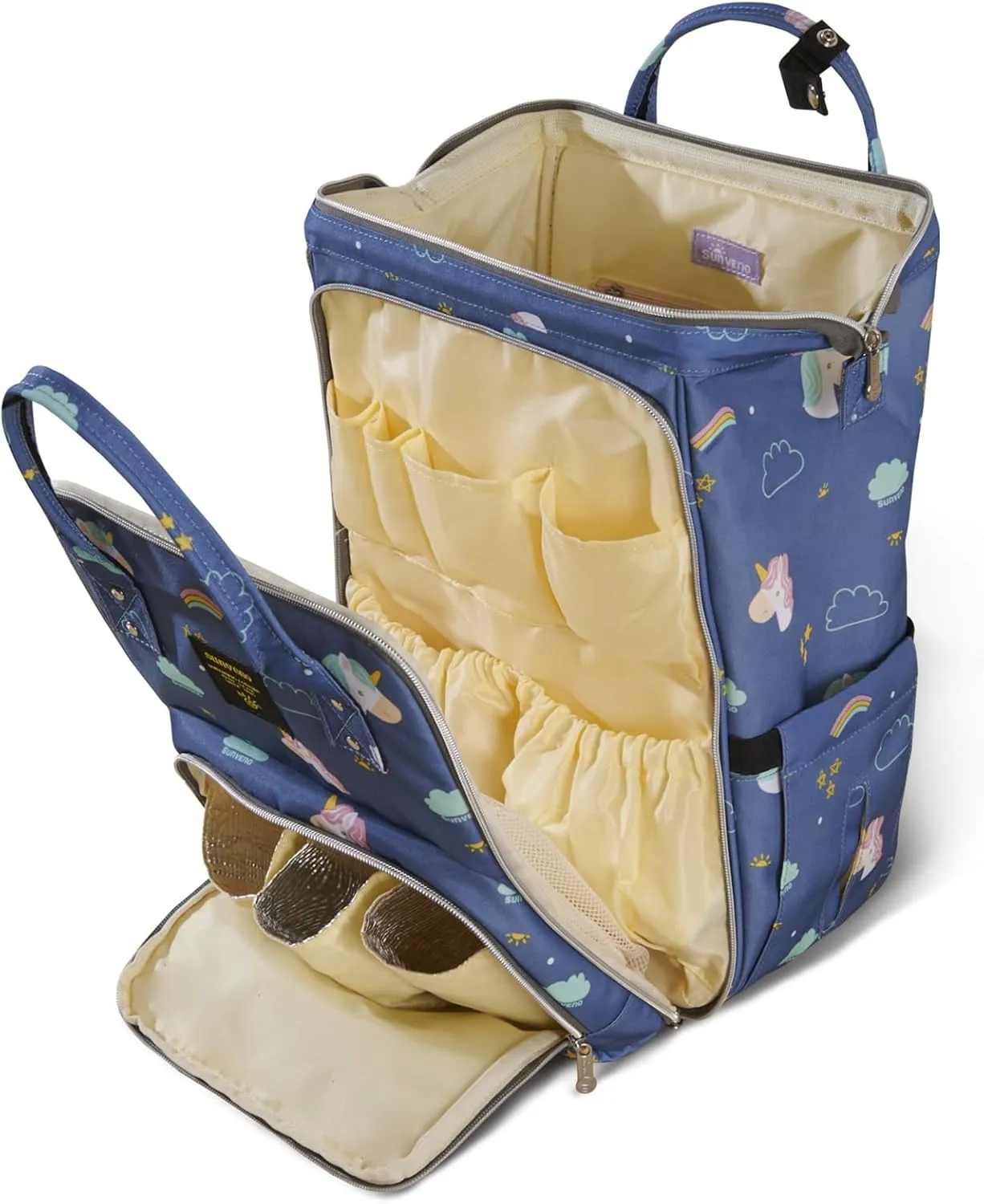 SUNVENO Baby Diaper Bag Backpack, Large Capacity Travel Backpack with Portable Changing Pad for Moms Dads, Blue