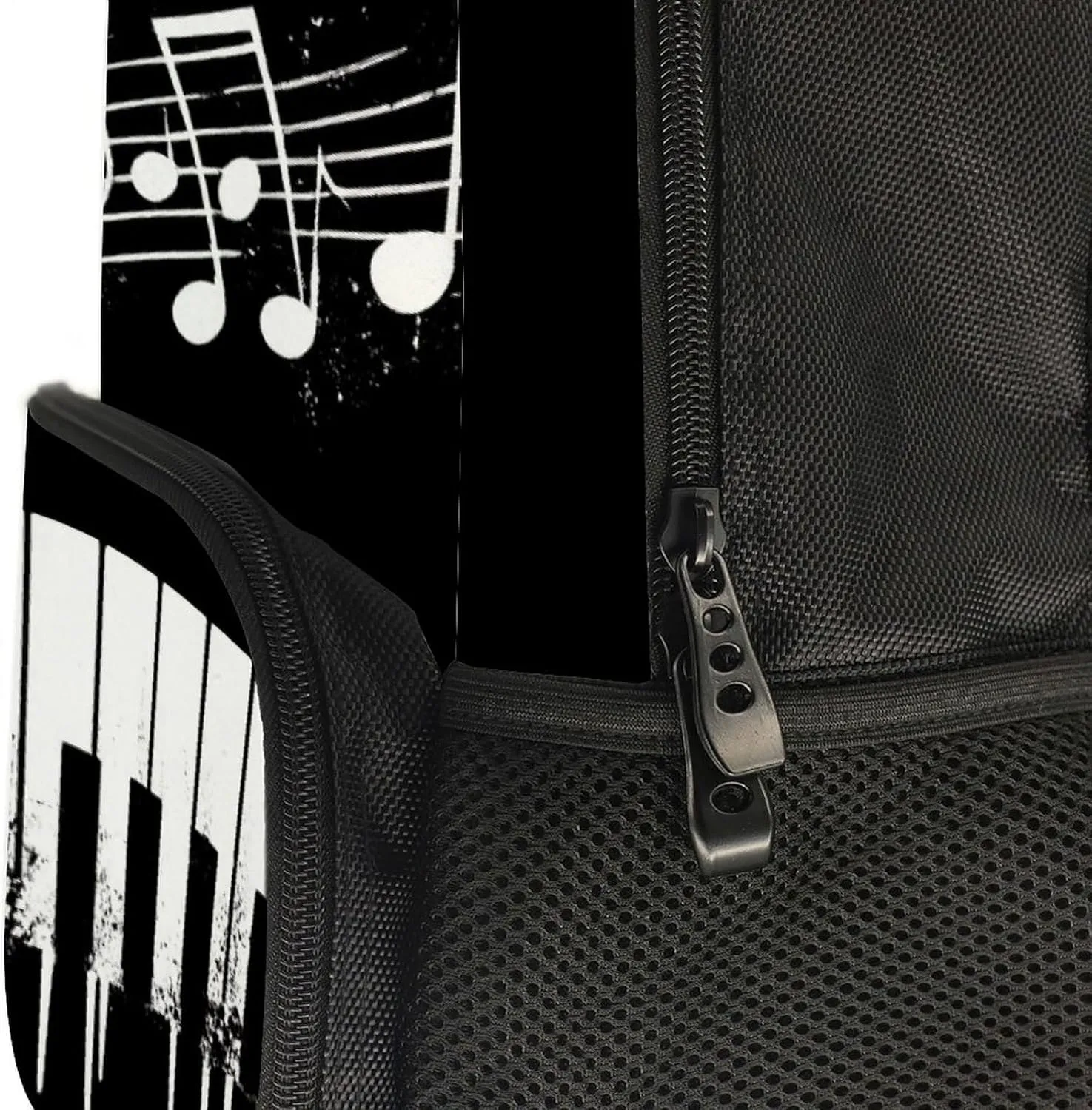 Supdreamc Polyester Daypack Backpack for Climbing Outdoors Running - Big Capacity Multipurpose Anti-Theft Bookbag, Black And White Piano Keys With Musical Notes Travel Hiking & Camping Rucksack