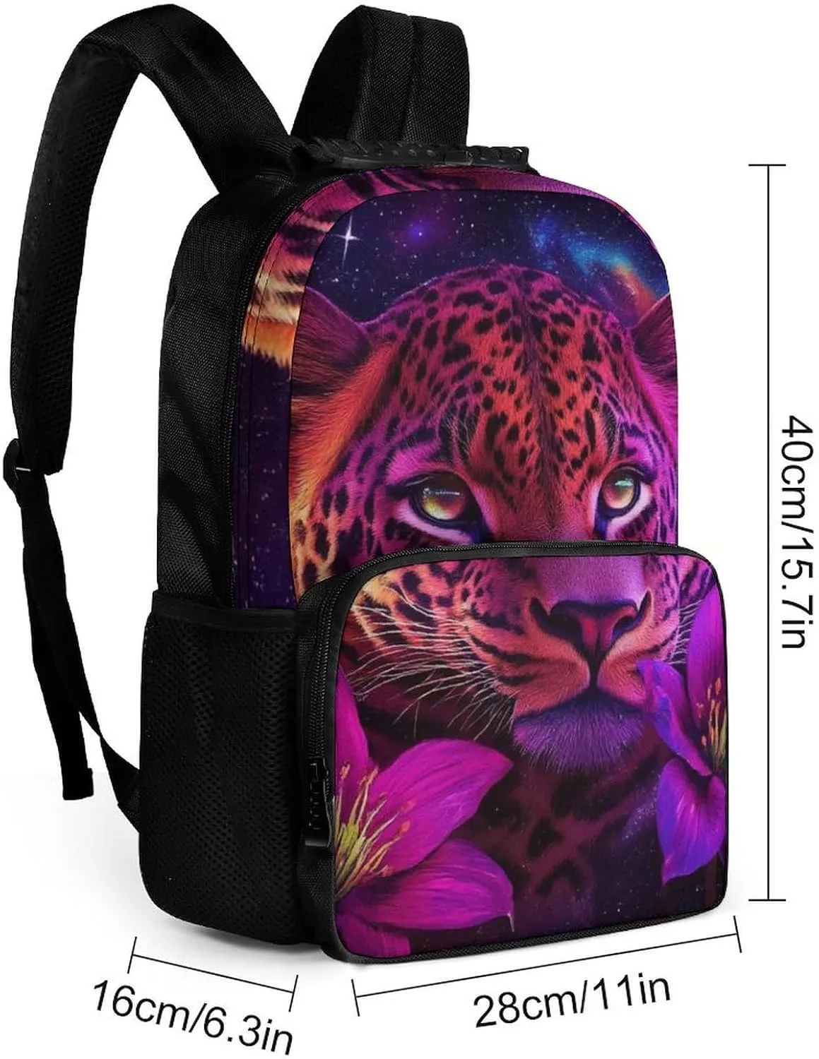 Supdreamc Polyester Daypack Backpack for Sports Travel Running - Big Capacity Anti-Theft Multipurpose Carry On Bag, Beautiful Wild Animal Tiger Abstract Floral Art Laptop Book Bag Rucksack